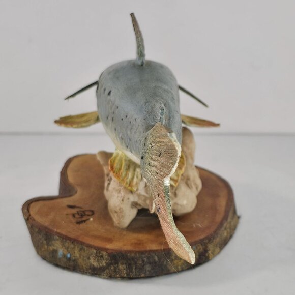 Handcrafted Catfish Wood Sculpture On Natural Base W L Bill Payne Folk Art Fish - Picture 5 of 14